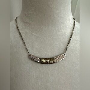 Hammered Half Moon & Stone Necklace 🌙